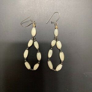 Handcrafted Mother of Pearl and Black Pearl Drop Earrings (NEW)